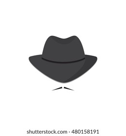 An unidentified man in a hat with a mustache. Mafioso. Secret Agent icon.