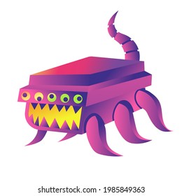 unidentified object creature isolated with purple blue gradient color