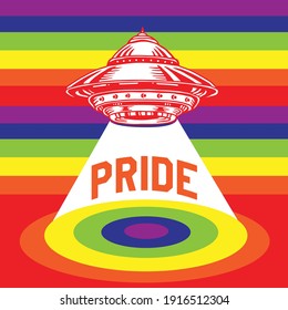 Unidentify Flying Object Pride Rainbow UFO