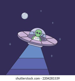 Unidentify Flying Object (UFO).  Flying in the space