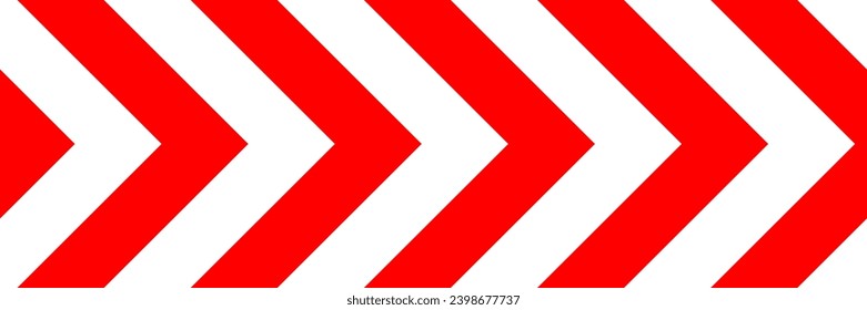 Unidirectional hazard markings road sign seamless pattern in red and white color. Horizontal chevron arrow repeating pattern in flat style design. EPS 10 vector illustration.