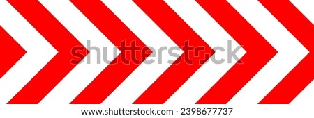 Unidirectional hazard markings road sign seamless pattern in red and white color. Horizontal chevron arrow repeating pattern in flat style design. EPS 10 vector illustration.