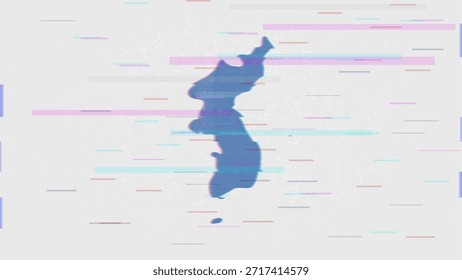 Bandera de unificación del Vector Video de bandera de falla de Corea, distorsión dividida RGB, ilustración de marco abstracto digital