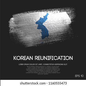 Unification Flag of Korea Made of Glitter Sparkle Brush Paint Vector