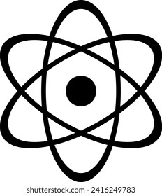 Unified Black and White Vector: React and Atom Logos with Nuclear and Ion Vectors