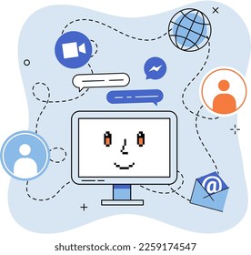 Unified communication, computer network connections to other networks. Collaboration service. Communication integration platform, consistent unified user interface concept. Online management