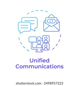 Unified communications blue gradient concept icon. Telecom service. Voice call. Online communication. Round shape line illustration. Abstract idea. Graphic design. Easy to use in brochure