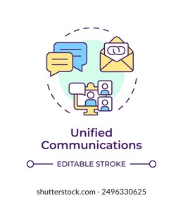 Unified communications multi color concept icon. Telecom service. Voice call. Online communication. Round shape line illustration. Abstract idea. Graphic design. Easy to use in brochure