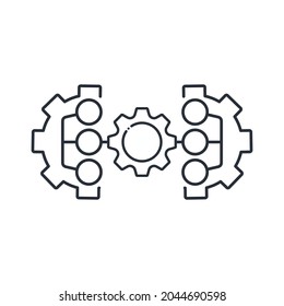 Unified Data Management Processor. Vector Linear Icon Isolated On White Background.