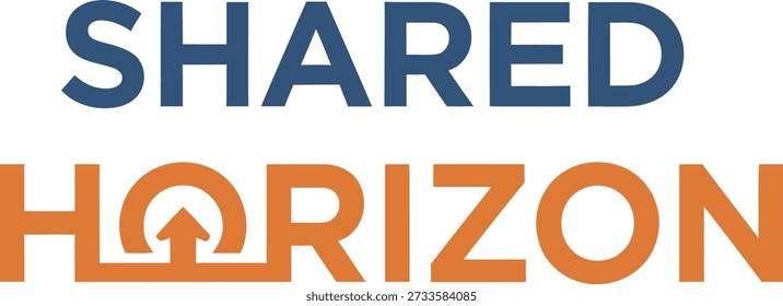Unified Shared Horizon sunset typography t-shirt design vector illustration for community vision teamwork unity and positive future outlook on transparent background.
