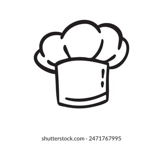 Uniform caps kitchen staff doodle outline style. Hand drawn classic chef toque baker hat. . Vector illustration