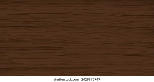 Uniform dark walnut wooden texture with horizontal veins. Vector wood background. Lining boards wall. Dried planks. Cherry wood swatch