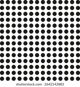 Uniform dot grid. Halftone pattern texture. Seamless polka arrangement. Vector geometric surface.