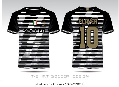 Uniform football Design. Black and White layout Soccer jersey or football kit template for sport shirt. Football t-shirt mock up. Front and back view soccer uniform.Vector Illustration.