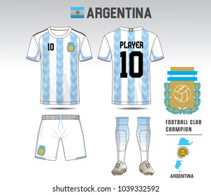 Uniform football Design. Blue and White layout Soccer jersey or football kit template for sport shirt. Football t-shirt mock up. Front and back view soccer uniform.Vector Illustration.