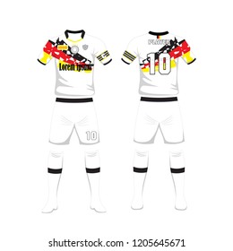 Uniform of football Germany sport design template.Sport uniform in front and back view.
Vector Illustration on whitebackground.
