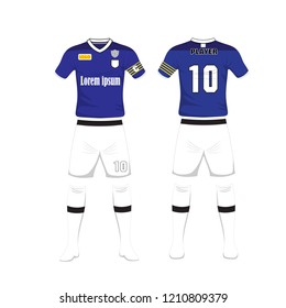 Uniform of football sport design template. Sport uniform in front and back view.
Vector Illustration on white background.
