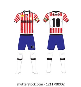Uniform of football sport design template. Sport uniform in front and back view.
Vector Illustration on white background.

