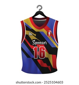 Modelo de maquete de camisa de basquete frontal uniforme isolado