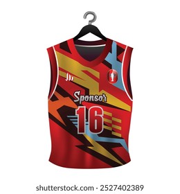 Modelo de maquete de camisa de basquete frontal uniforme design personalizado