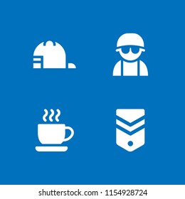 uniform icon. 4 uniform set with food and restaurant, army and baseball cap vector icons for web and mobile app