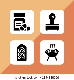 uniform icon. 4 uniform set with military, cook, food and restaurant and doctor vector icons for web and mobile app