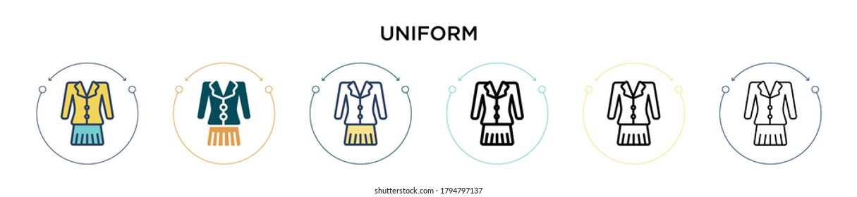 Uniform icon in filled, thin line, outline and stroke style. Vector illustration of two colored and black uniform vector icons designs can be used for mobile, ui, web