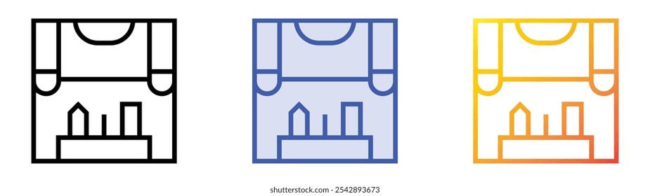Uniform Icon. Lineares, blaues Füllungs- und Farbverlauf-Design einzeln auf weißem Hintergrund