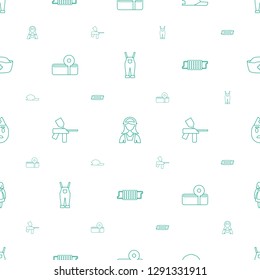 uniform icons pattern seamless white background. Included editable line gardener jumpsuit, maid, baseball cap, medical reflector, paintball icons. uniform icons for web and mobile.