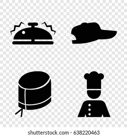 Uniform icons set. set of 4 uniform filled icons such as nurse hat, chef, bell