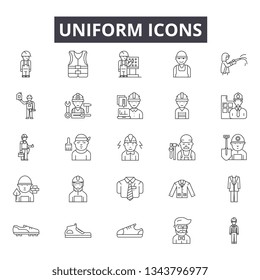Uniform line icons for web and mobile design. Editable stroke signs. Uniform  outline concept illustrations