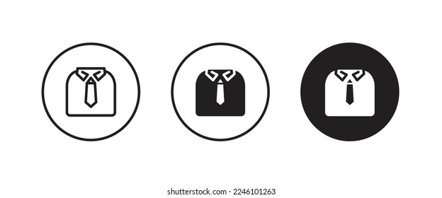 Uniform Male dress shirt icon. Shirt and tie icon suit men formal business wear icon symbol logo illustration, editable stroke, flat design style isolated on white