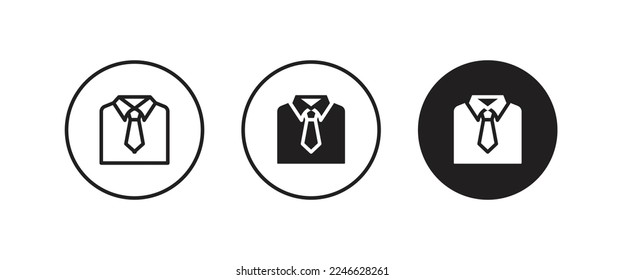 Uniform Male dress shirt icon. Shirt and tie icon suit men formal business wear icon symbol logo illustration, editable stroke, flat design style isolated on white
