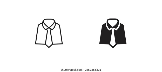 Uniform Male dress shirt icon. Shirt and tie icon suit men formal business wear icon symbol logo illustration, editable stroke, flat design style isolated on white