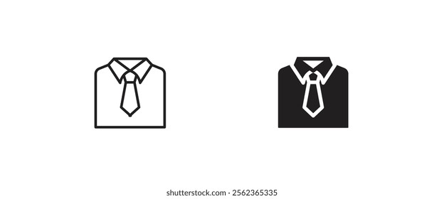 Uniform Male dress shirt icon. Shirt and tie icon suit men formal business wear icon symbol logo illustration, editable stroke, flat design style isolated on white