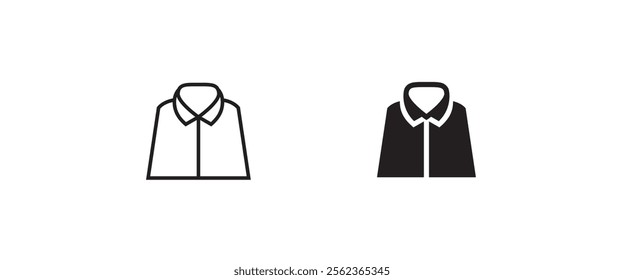 Uniform Male dress shirt icon. Shirt and tie icon suit men formal business wear icon symbol logo illustration, editable stroke, flat design style isolated on white