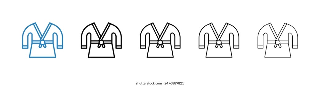 Uniform martial art black and white vector icon