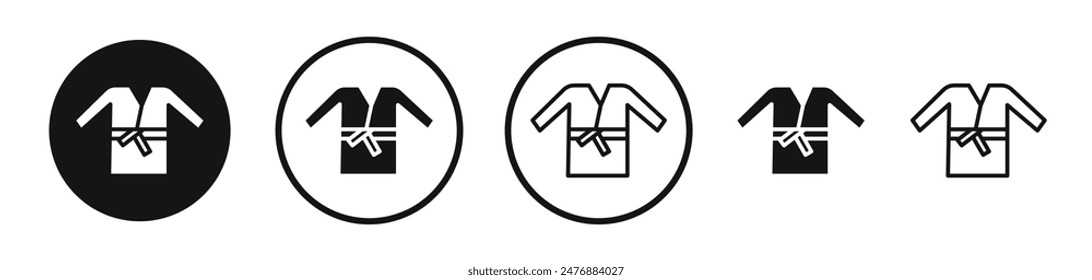 Uniform martial art flat liner icon set.