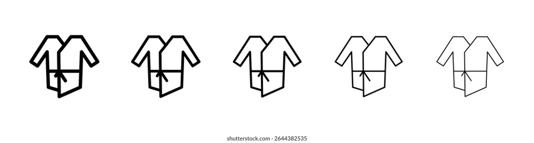 Uniform martial art icon graphic set. trendy stroke line style