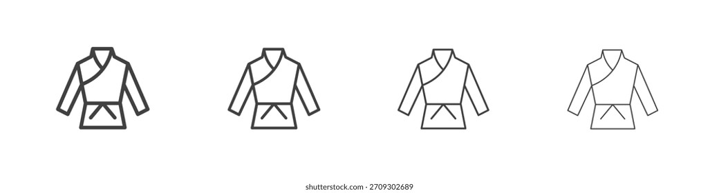 Uniform martial art icon vector collection, illustration logo template in trendy thin line editable strokes style.