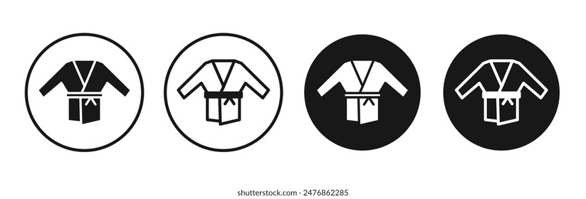 Uniform martial art line vector icon set.