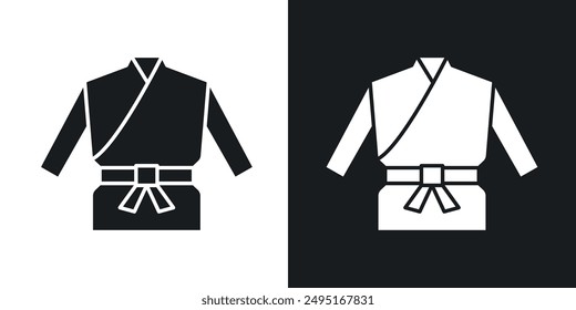 Icono de Vector de arte marcial uniforme en estilo sólido.