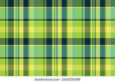 Uniform plaid textile pattern, motif texture check tartan. Mockup fabric background seamless vector in bright and dark colors palette.