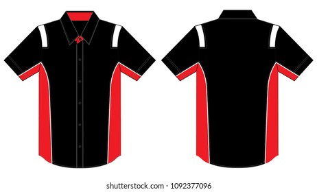 Uniform Shirt Design Vector With Black/Red/White Colors.Front And Back Views.