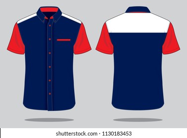 Uniform Shirt Design Vector : Navy / Red / White