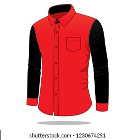 Uniform Shirt Design Vector 
(Red/Black) : Long Sleeve