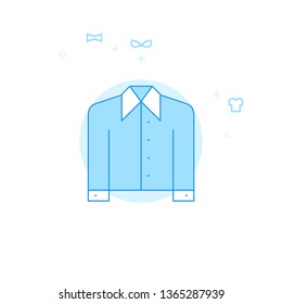 Uniform Shirt Flat Vector Icon. Clothes or Garments, Wear Illustration. Light Flat Style. Blue Monochrome Design. Editable Stroke. Adjust Line Weight.