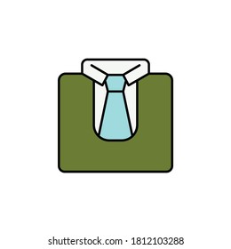 uniform shirt with tie, icon. Element of education illustration. Signs and symbols can be used for web, logo, mobile app, UI, UX on white background