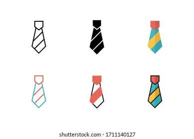 uniform tie icon vector illustration with six different style design. isolated on white background
