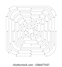 Uniform transition of rounded squares from small to large. Random interruption and dots at the end. Conversion for your design, web, site, banner, poster.